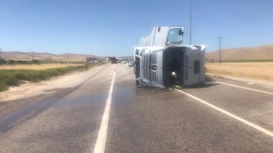 Malatya Yazıhan ilçesinde Sivas yolunda tanker devrildi
