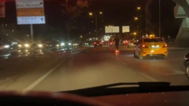 Konya'da scooter sürücüsü 80-90 km hızla araçları solladı