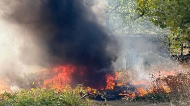 Zonguldak Çaycuma’da otomobil şarampole uçarak alev topuna döndü