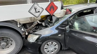 Düzce'de otomobilin tankere çarpması sonucu bir kişi yaralandı