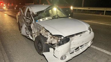 Çorum’da otomobil kamyona arkadan çarptı sürücü yara almadı