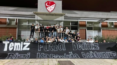 Trabzonspor taraftarları TFF önünde hakem kararlarına protesto düzenledi