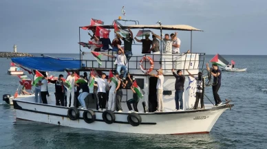 Tekirdağ’da balıkçılar Sumud filosuna destek için denize açıldı