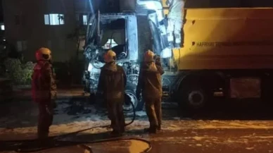 Ankara'nın Gölbaşı ilçesinde kamyon yangını itfaiye ekipleri tarafından söndürüldü