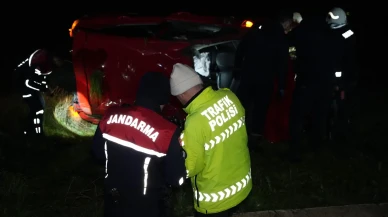 Edirne'de otomobilin takla atmasıyla 1’i ağır 2 yaralı