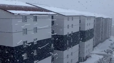 Bitlis'te çatıdan caddeye düşen kar kütleleri görsel şölen sundu