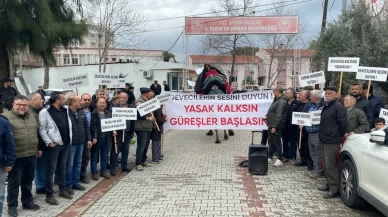 Aydın'da DEGÜF üyeleri deve güreşlerinin iptal edilmesini protesto etti