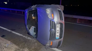 Aksaray’da otomobil devrilmesi sonucu 2 kişi yaralandı