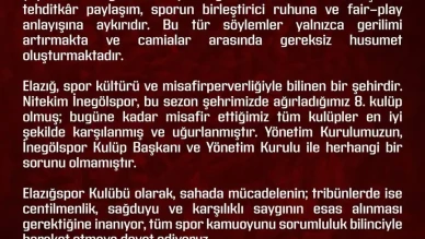 Elazığspor İnegölspor maçında protokol tribününde yaşanan olaylar için açıklama yaptı