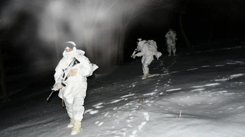 Erzincan'da Mehmetçiğin karlı arazide gece eğitimi