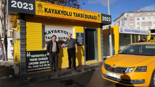 Palandöken’de taksici esnafı için modern ve sıcak duraklar hizmette