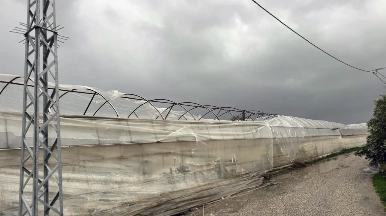 Muğla’da Seydikemer Kumluova’da hortum ve fırtına nedeniyle seralarda hasar meydana geldi