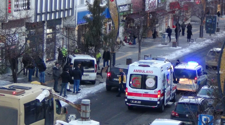 Kars'ta kontrolden çıkan araç ağaca çarparak durabildi